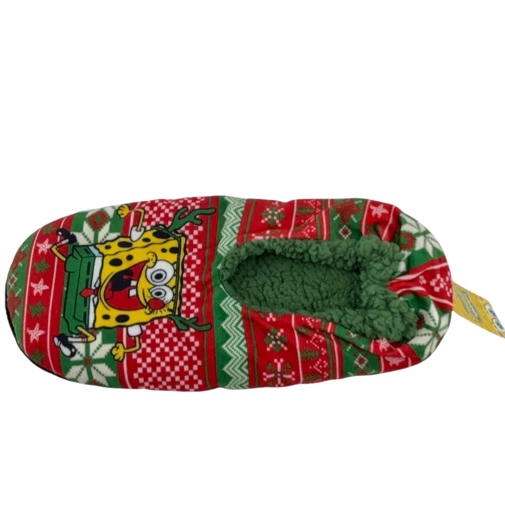 SpongeBob SquarePants Men's Christmas Ugly Sweater Slippers Size 10-13 Cozy NWT - Picture 12 of 13